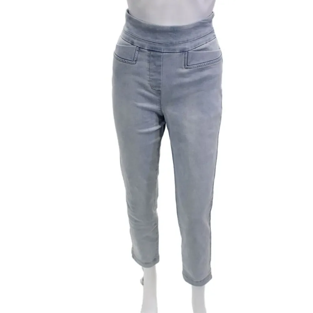 Renuar Women Cropped Ankle High-Rise Gray Pants Size 6